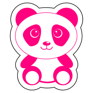 Cute Begging Panda Sticker (Hot Pink)